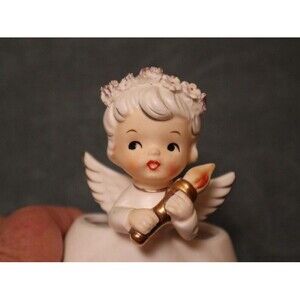 Vintage Inarco Christmas Girl Angel & Candle Vase